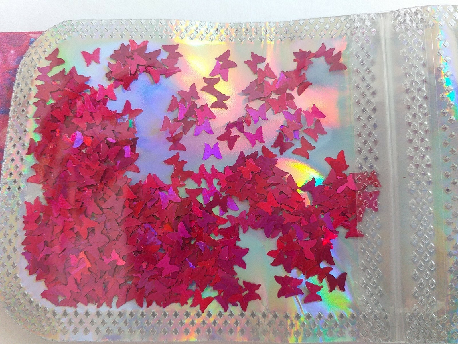 Metallic Fuschia Pink Holo Butterfly Nail Shapes