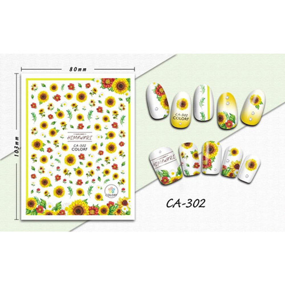 Nail art 3D stickers decal sunflowers chamomile red flowers CA302