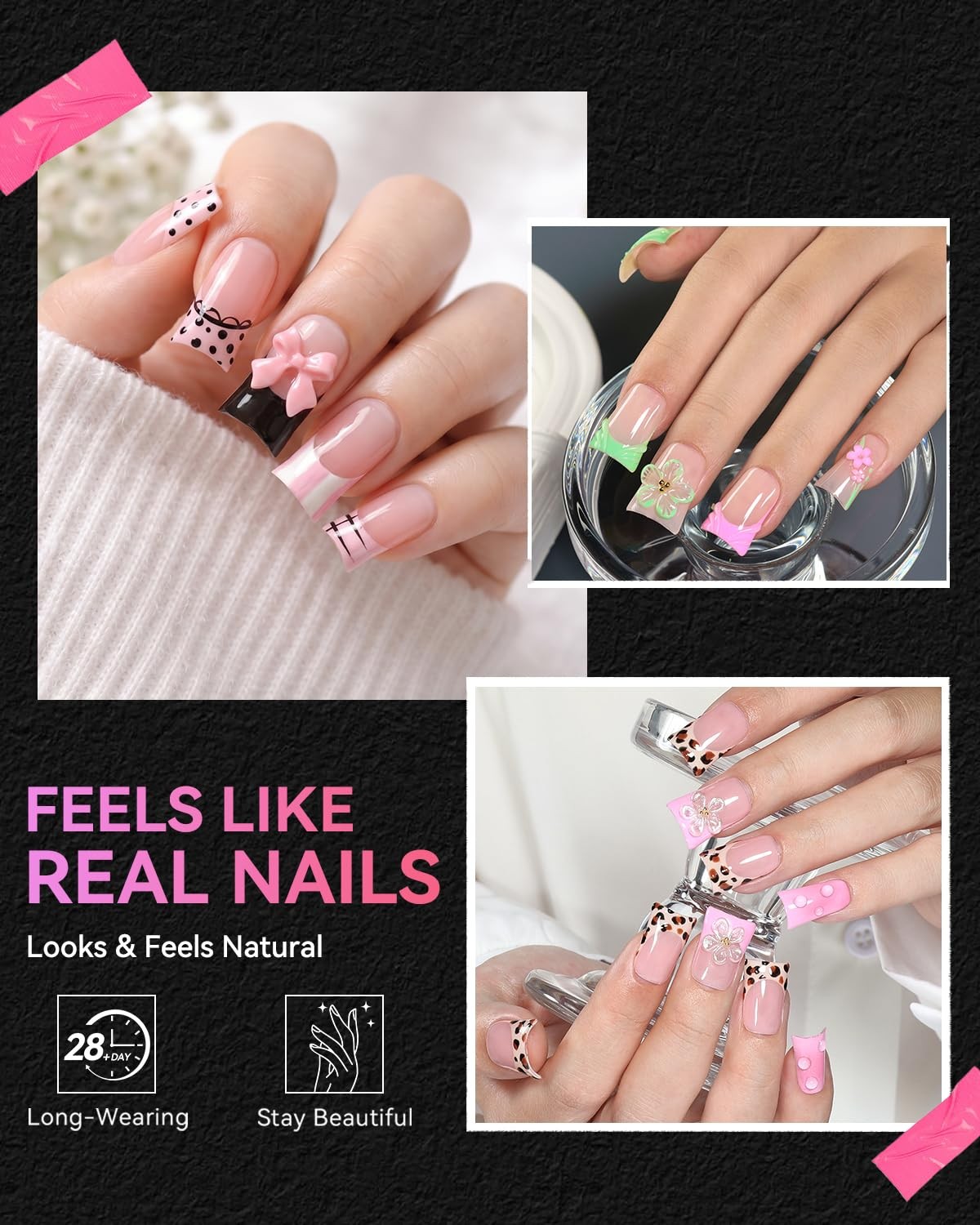 Makartt 504 PCS Duck Nail Tips Clear Flare Full Cover