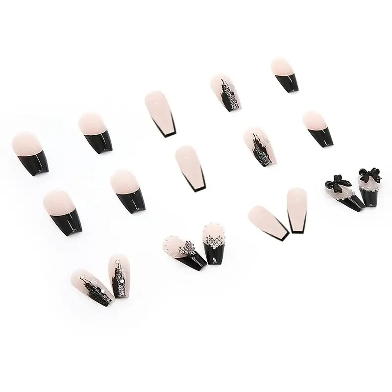 New – 3D Rhinestones Nails Full Cover Stick 24 pcs. ( Medium Length ) US