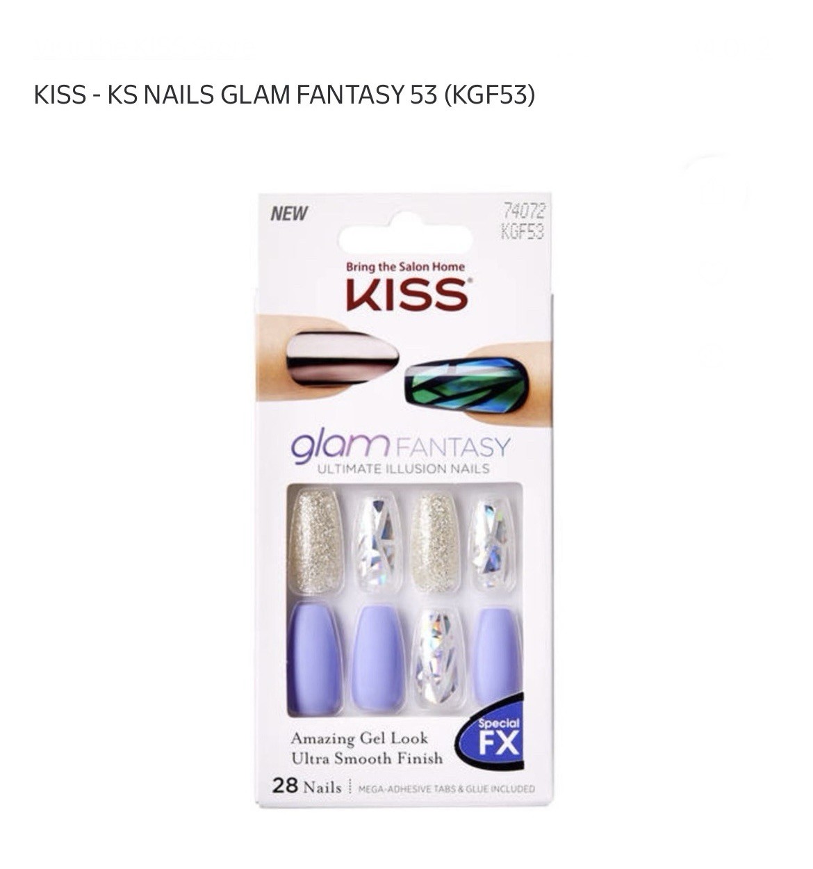 KISS gel FANTASY COLLECTION , Press On Nails 28 Count , Glue On 7 Day Wear