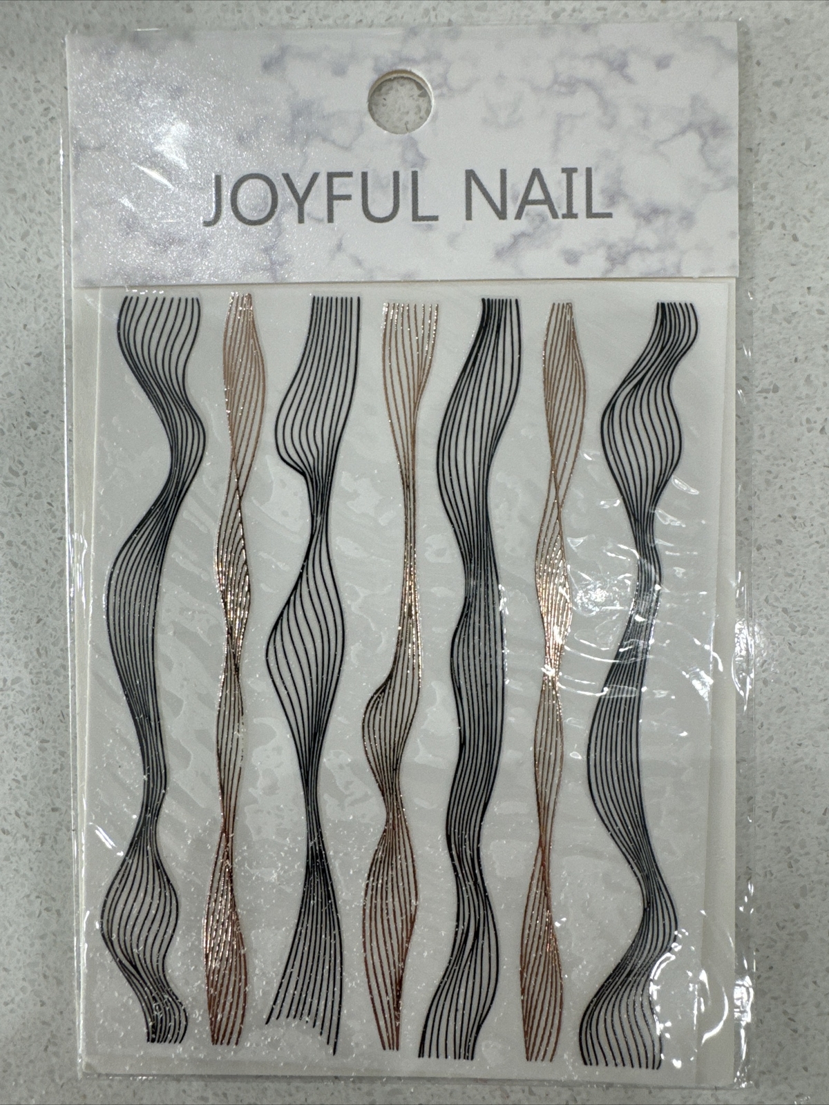 3D Nail Stickers Black Bronze Stripe Lines Geometry Nail Decals Decoration. New.