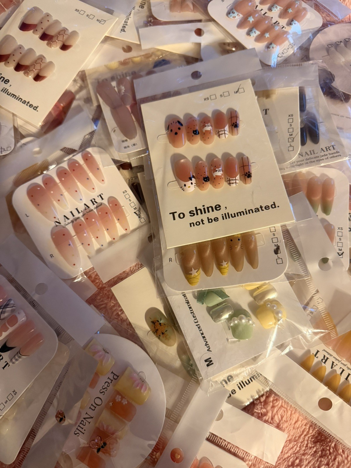 Size SMALL Press On Nail Sets Bulk Lot of 25 – – Random Mixed Styles