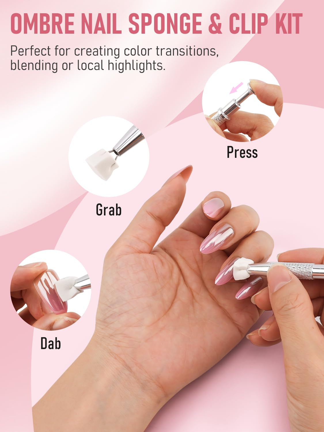 Nail Art Tools, 200PCS Nail Sponges for Ombre and Nail Art Brushes Set, Nail Des