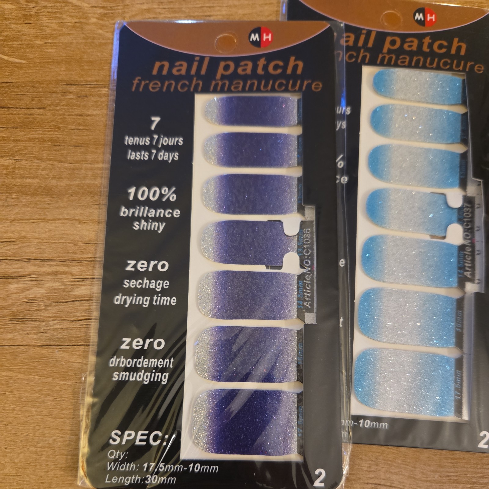 Nail Patch French Manicure Nail Stickers. Lasts 7 Days 6 Sets glitter Nail Art