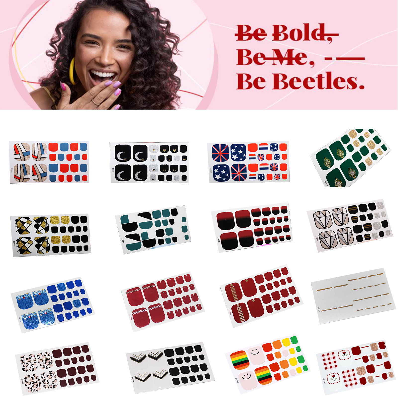 22 PCS French toenail Sticker 3D Self-Adhesive for Women DIY Nail Art Gel Polish