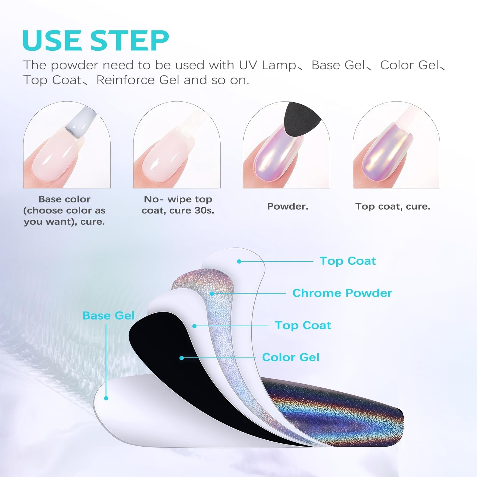 24 Colors Chrome Nail Powder – Iridescent Holographic Pigment for DIY Nail Art