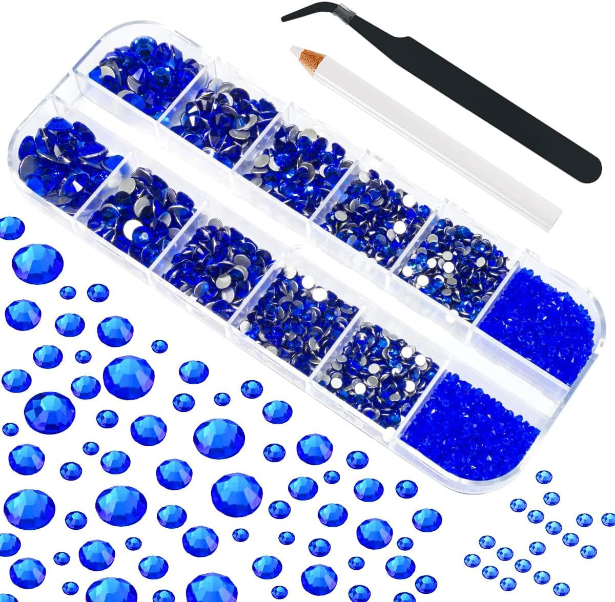2550Pcs Crystal AB Nail Art Flatback Rhinestones Charms for Face Makeup, White A