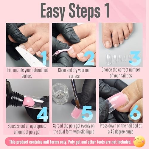 300 Pcs Toe Dual Nail Forms for Poly Gel Toenail Extension, Toe Nail Dual Form