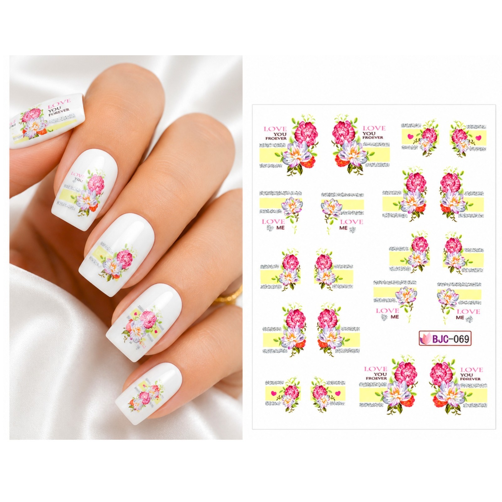 wild Flower Nail Decals Water Transfer Sticker Botanical Floral Manicure DIY Art