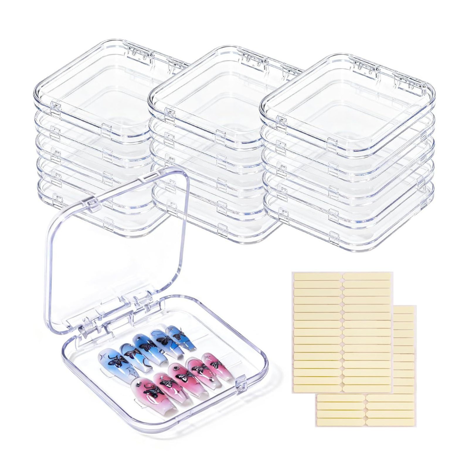 16 Pcs Acrylic Press On Nail Storage Box Clear Press On Nail Packaging With NEW