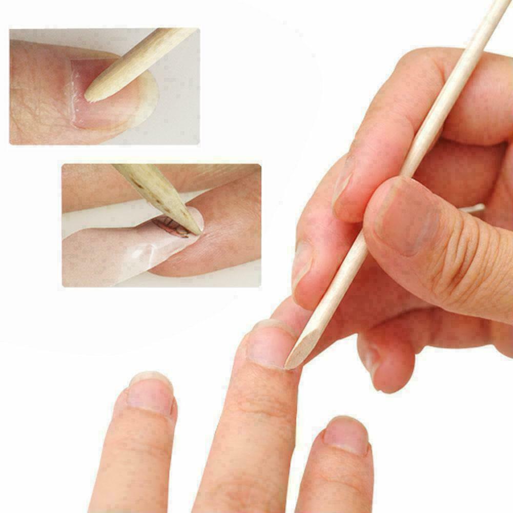 50Pcs Nail Art Cuticle Pusher Remover Pedicure Manicure Sticks Wood Orange