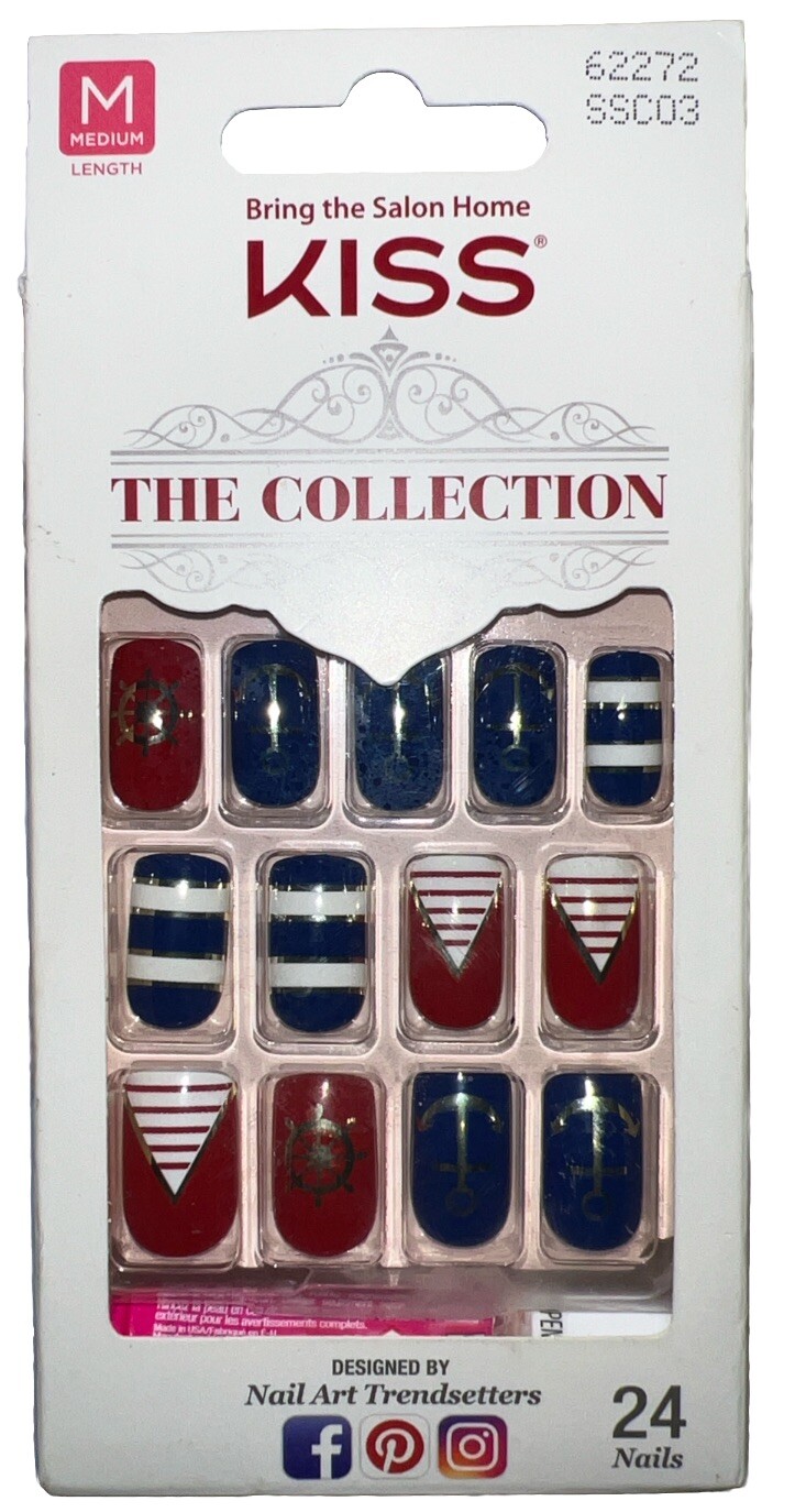 KISS The Collection MEDIUM #62272 RED/BLUE/WHITE Navy Motif (New/Discontinued)
