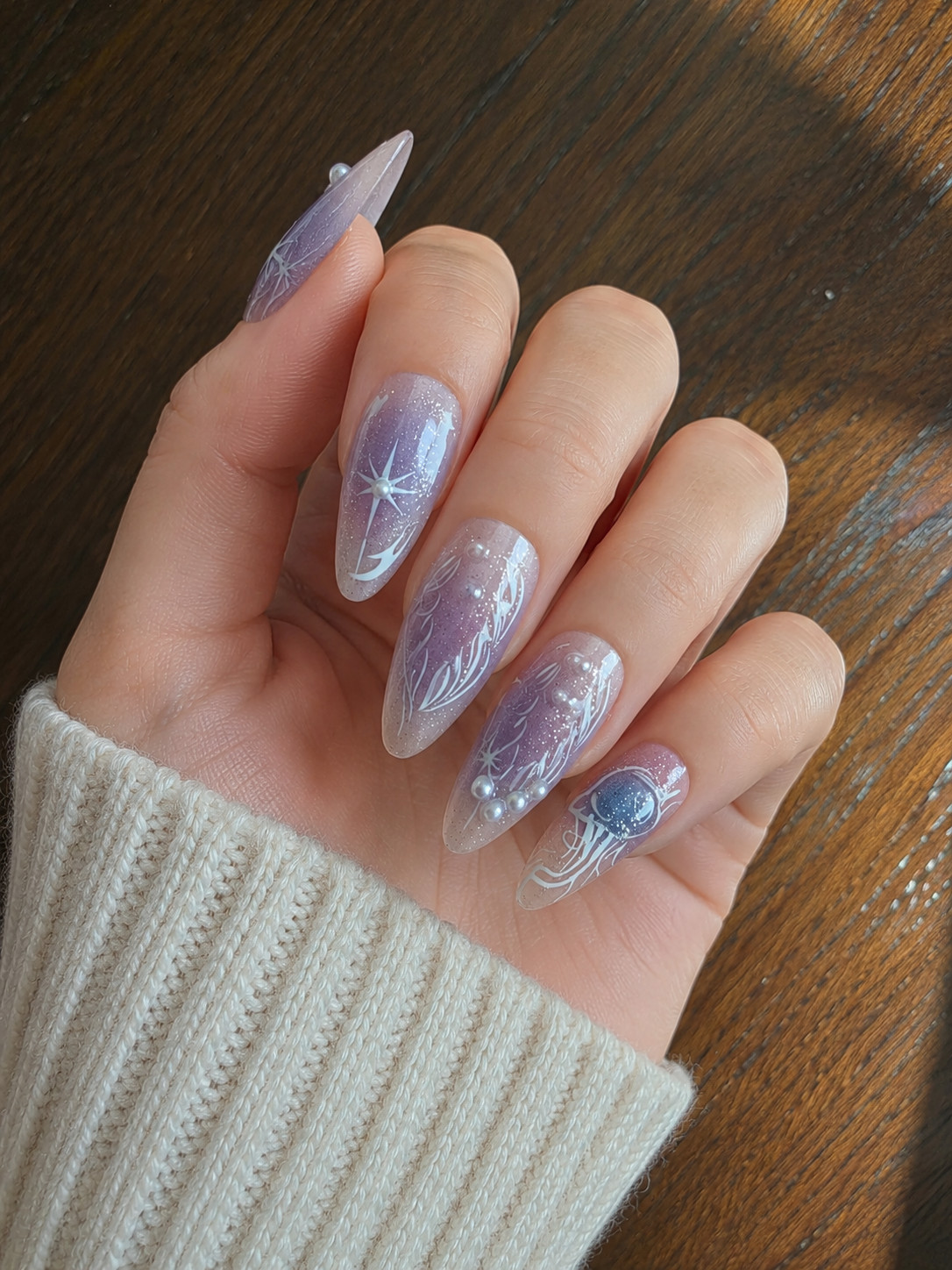 Purple Twilight Press-On Nails | Purple star | Medium Coffin | 10-P