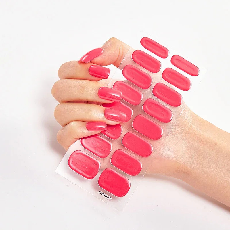 UV Semi-Cured Gel Nail Wraps Stickers Strips French Long Lasting Full Cover LED