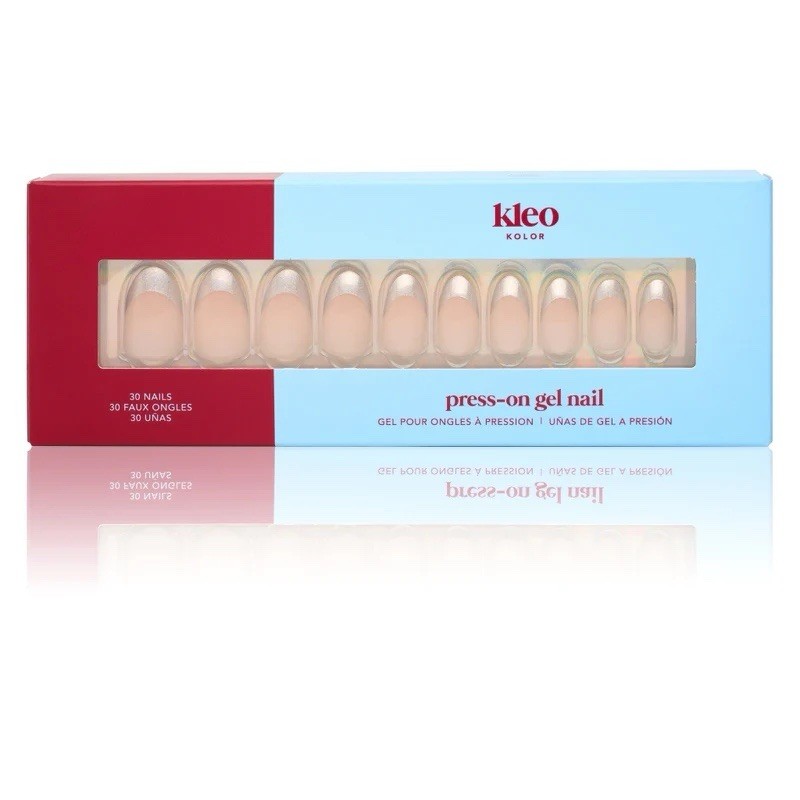New Kleo Kolor 30 Press-On Gel Nails~Aux Étoiles~Holographic French Long Almond