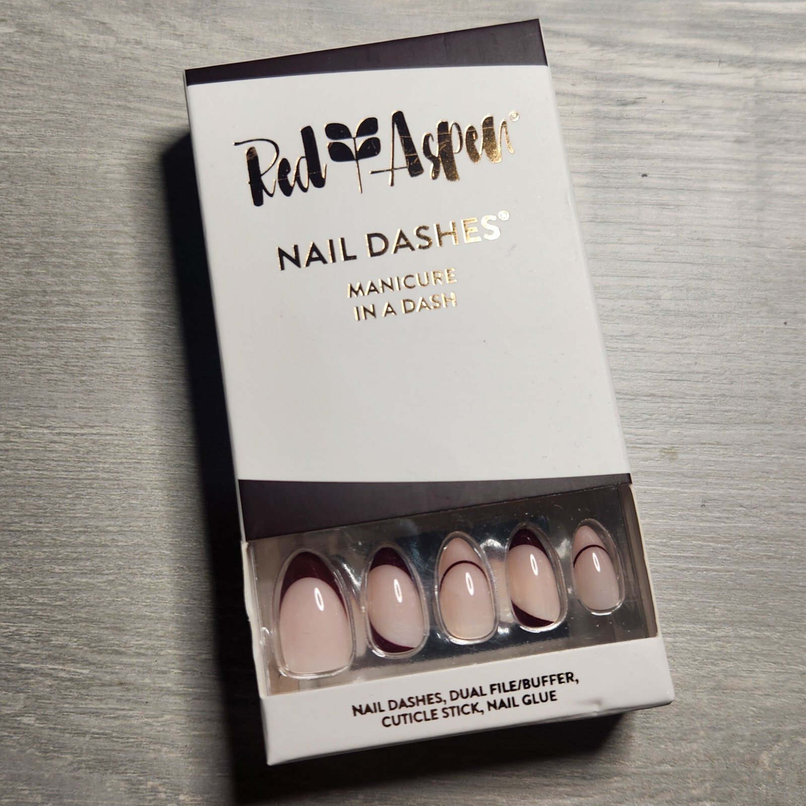 Press On Nails Nailed It, Nikola Medium Almond French Tip Dash Red Aspen