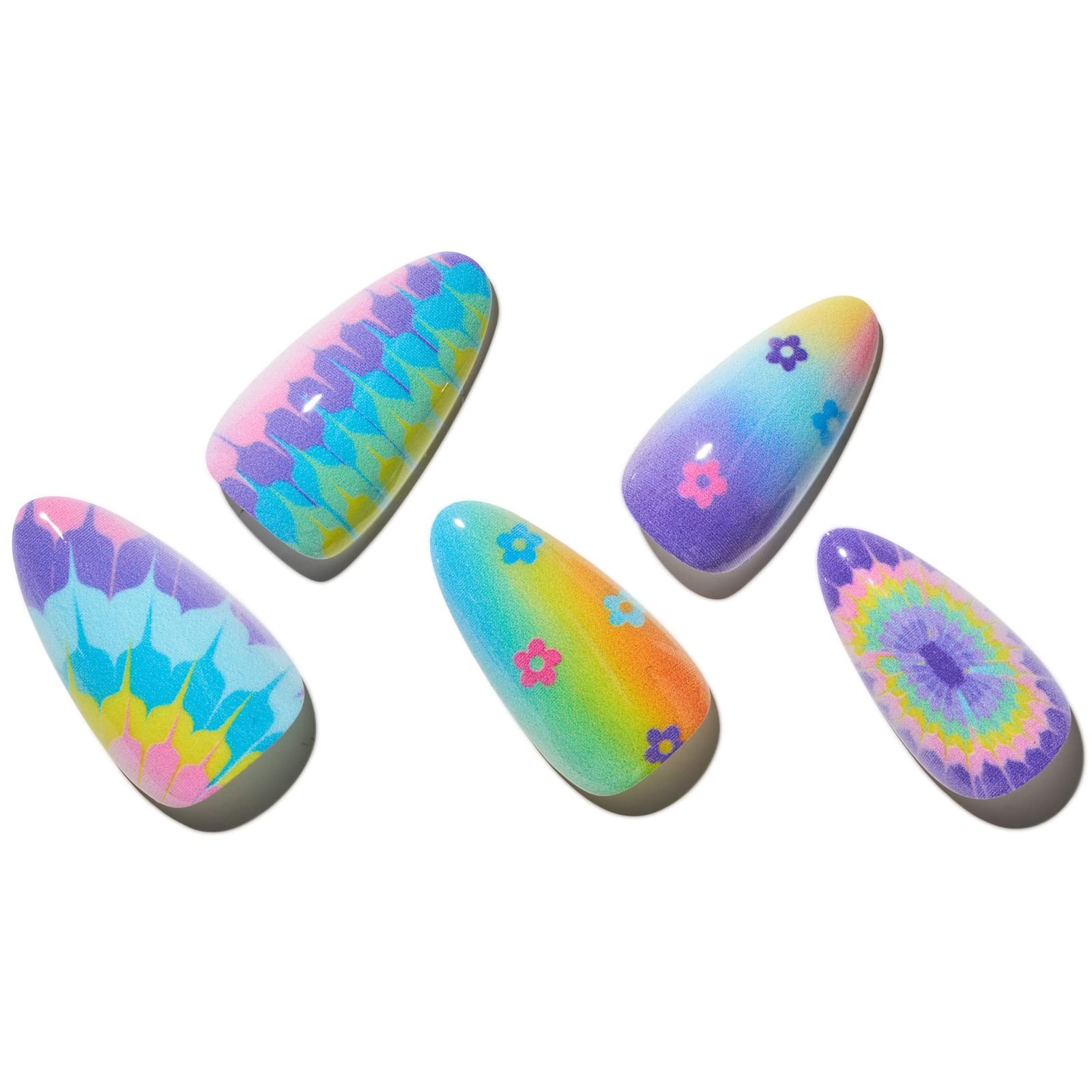Ash pink Press on Nails Medium Almond, Neutral Jelly Glossy Fake Nails Stilet…