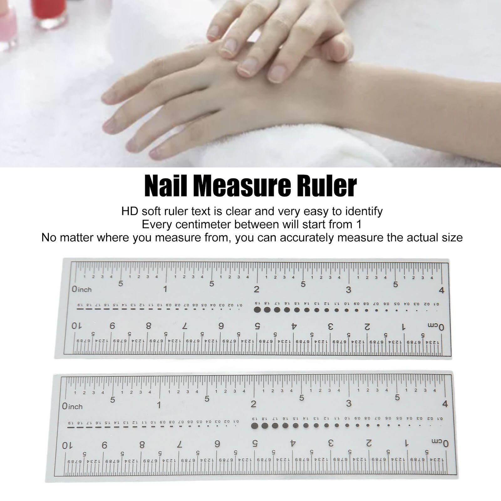 10PCS Fake Nails Measuring Ruler Professional Portable Transparent Nail Art PVC