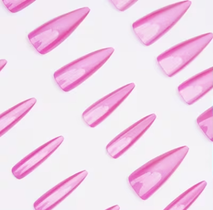 24 Pcs Press-on Nails Long Stiletto – Pink Cateye Nails – See All Photos
