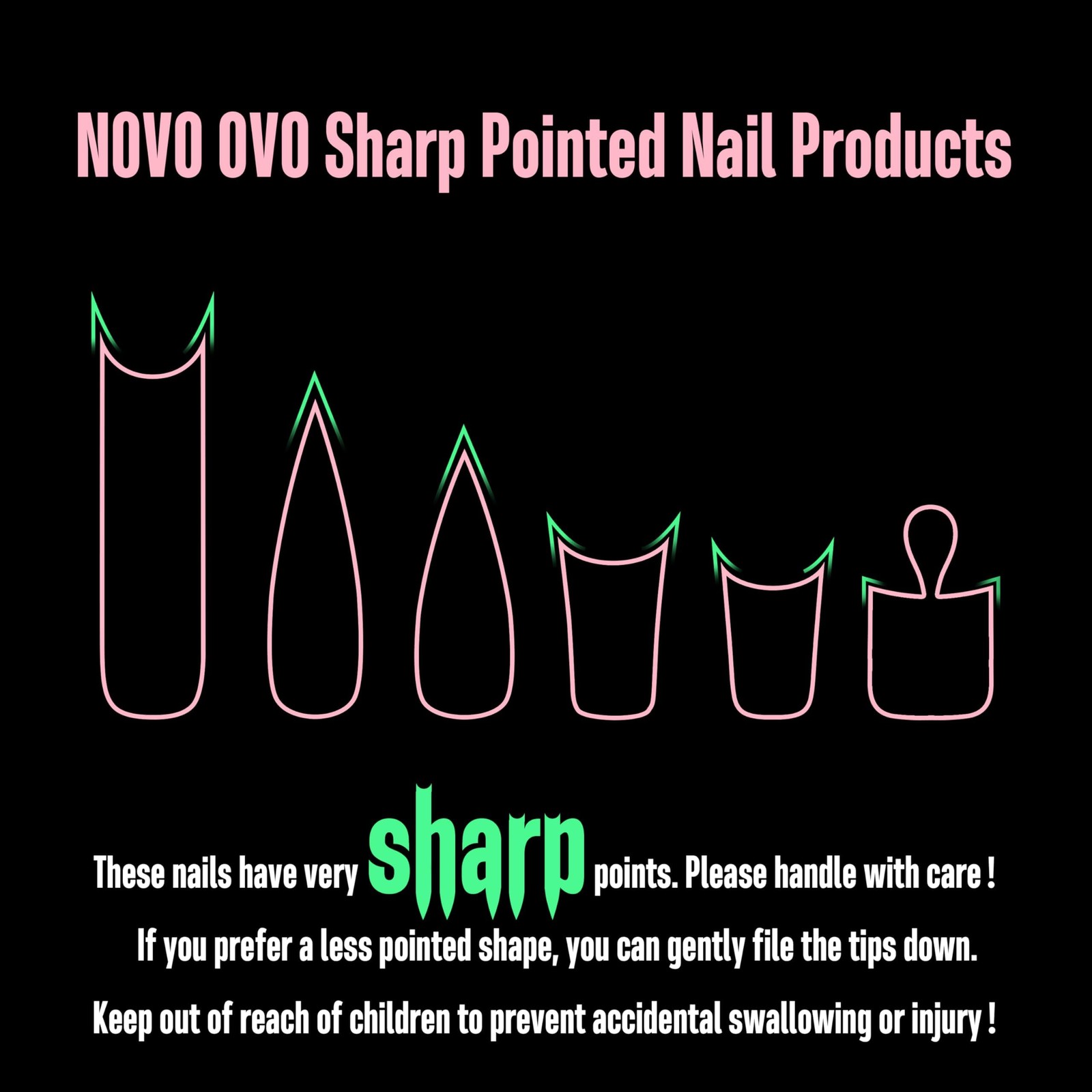 White French Tip Long XL Sharp Stiletto Nail Tips Press on BABY PINK, Soft Ge…