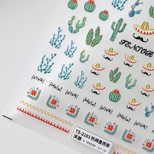 5D Cactus Nail Decal, Nail Decals, DIY Nails, Embossed Nail Stickers (262)