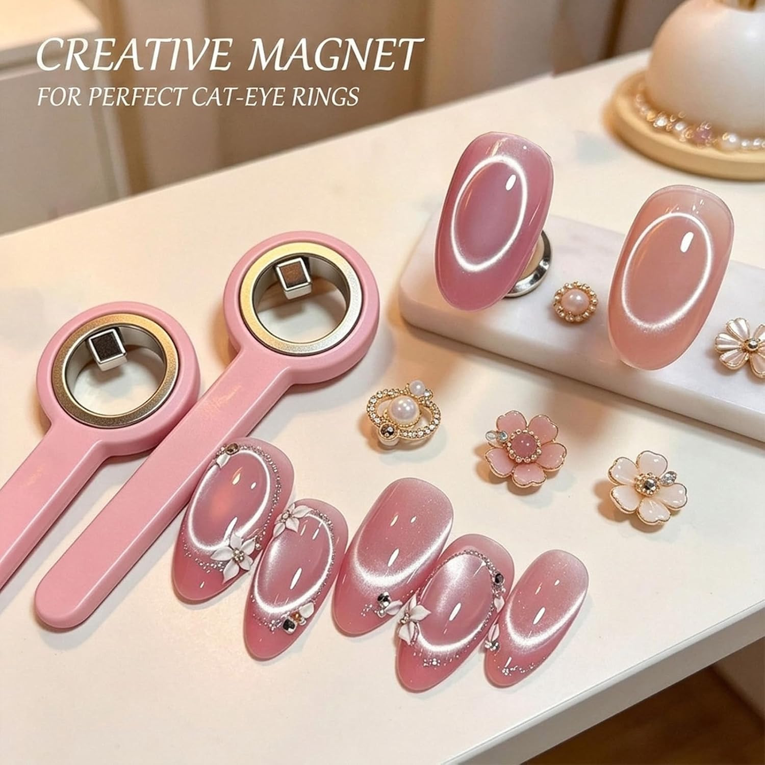 2026 Upgrade Ring-Shaped Cat Eye Magnet for Nails,2-In-1 Circle & Y Shape Nail