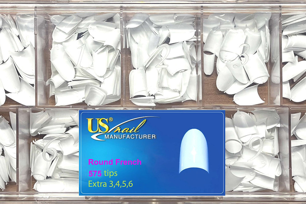 US Nail Manufacturer – Round French Nail Tips 575 Tips ON SALE*
