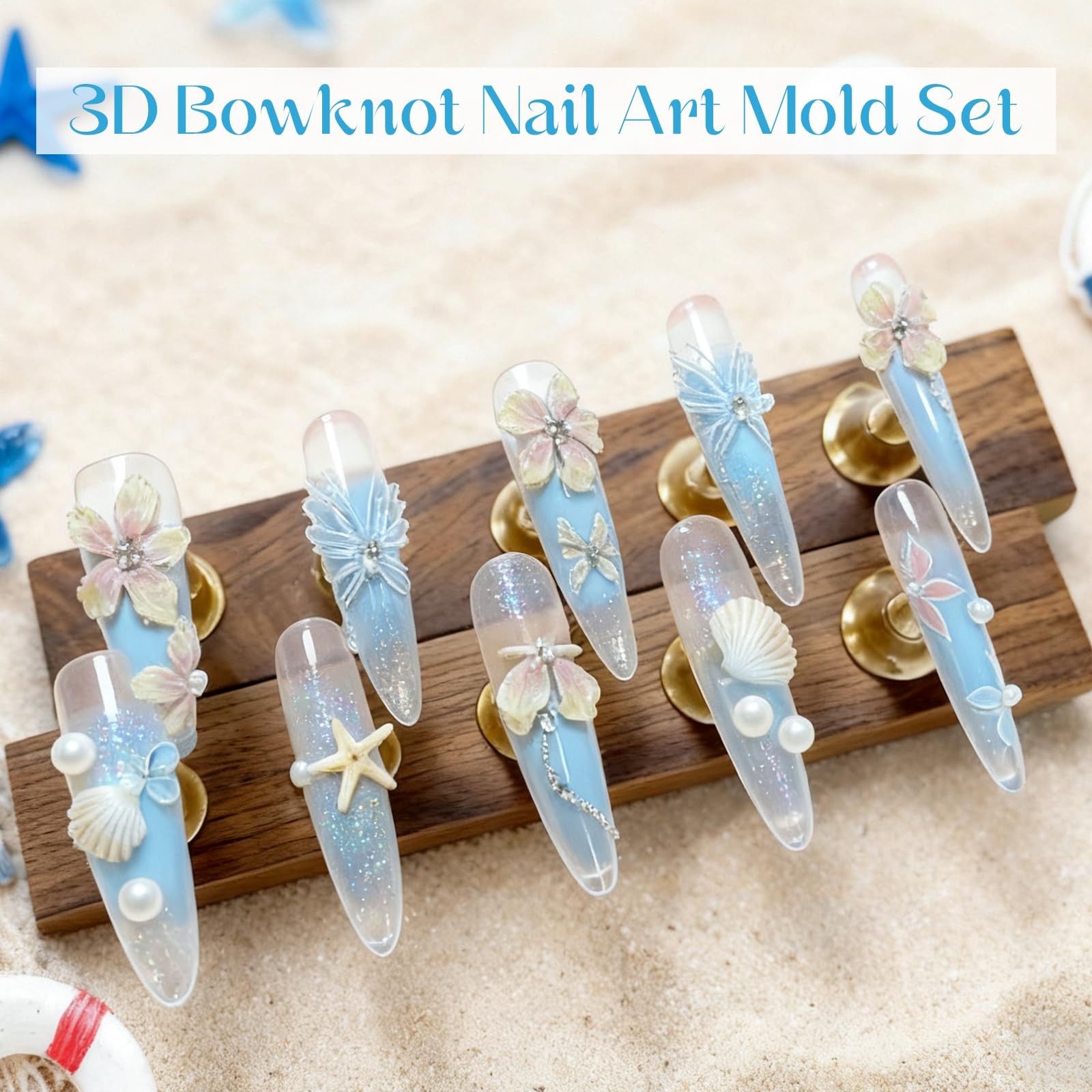 3D Nail Molds for Nail Art, Sea Shell Silicone Nail Molds DIY Ocean Charms Na…