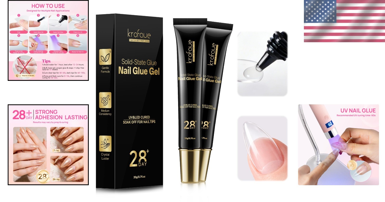 Hypoallergenic Solid Nail Glue Gel (2x20g) – Long-Lasting & Bubble-Free Finish