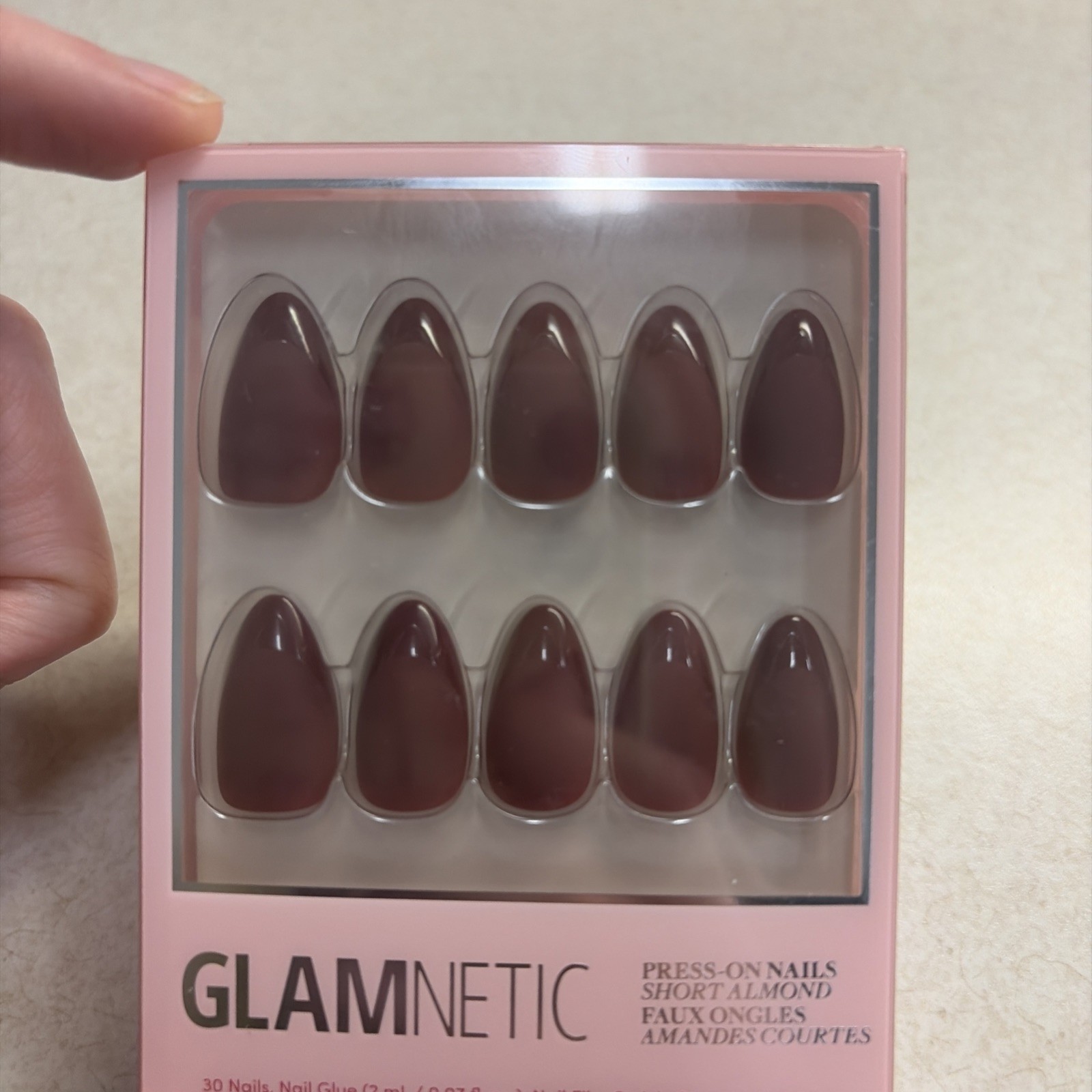 Glamnetic Press On Nails, Short Almond, Merlot, NIB