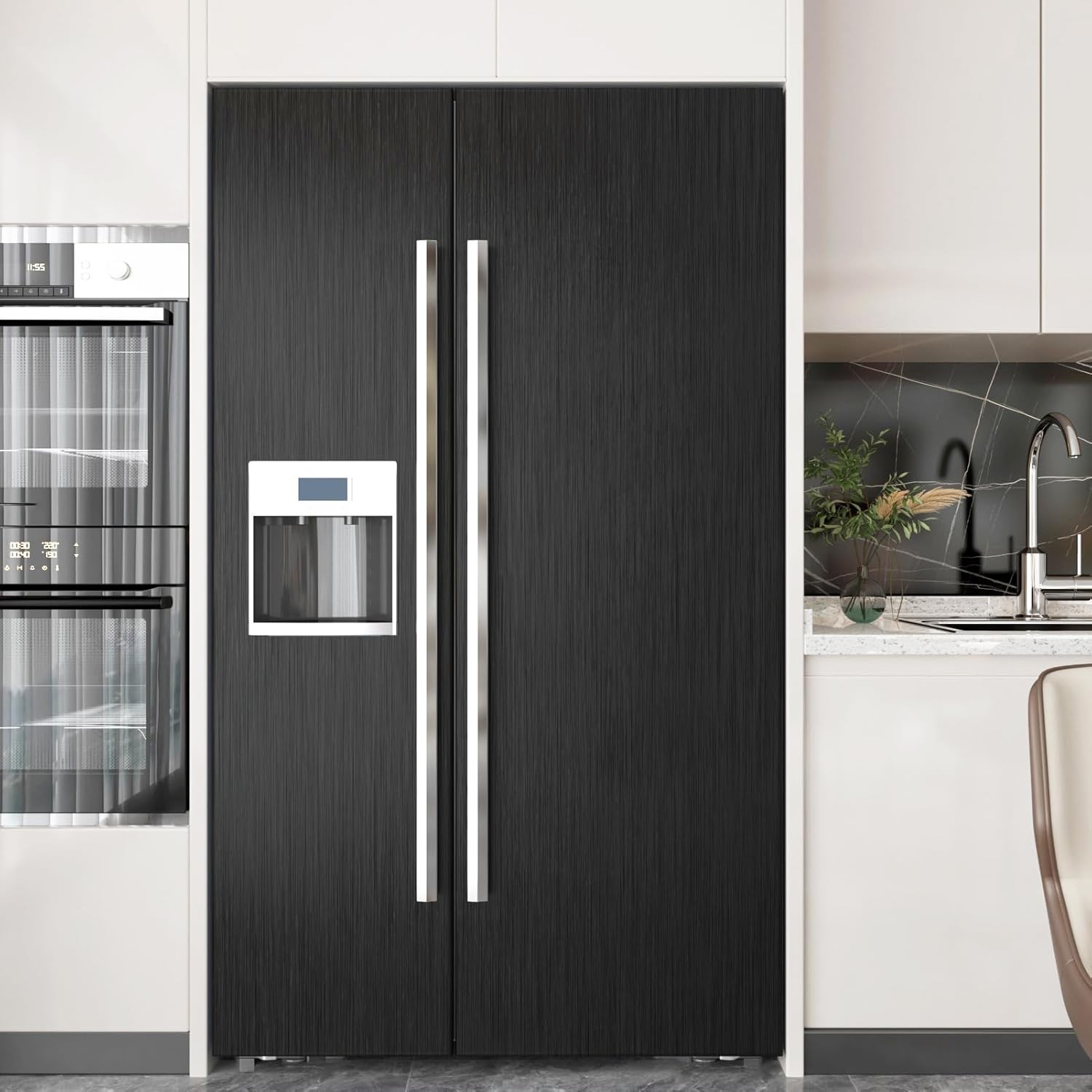 Black Stainless Steel Wallpaper Peel and Stick Backsplash Refrigerator Wrap | Me