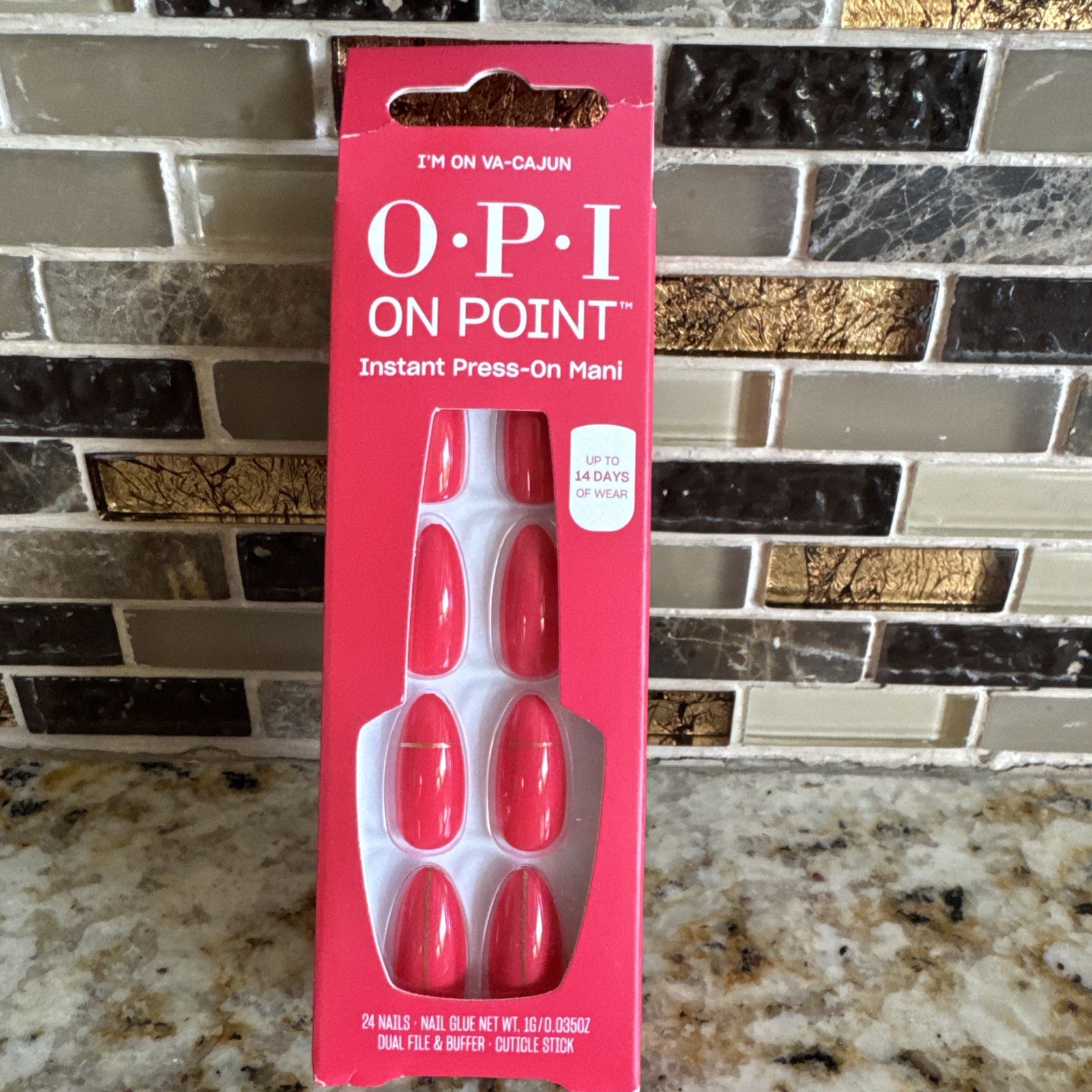 New OPI On Point Instant Press-On Mani Coral ~ I’m On Va~Cajun Vacation 24 Nails