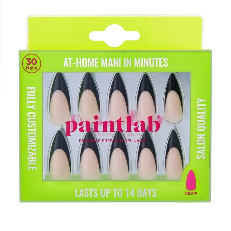 Black Stiletto Press-On Nails 20 Count w/glue & nail file
