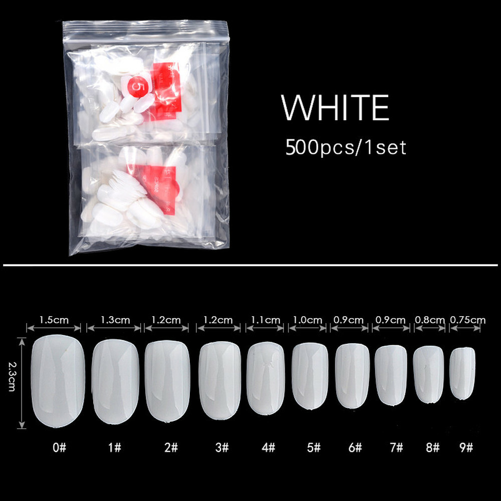 Round head Nail Art Tips Natural False Nails Art Tips Full Cover Manicure 500pcs