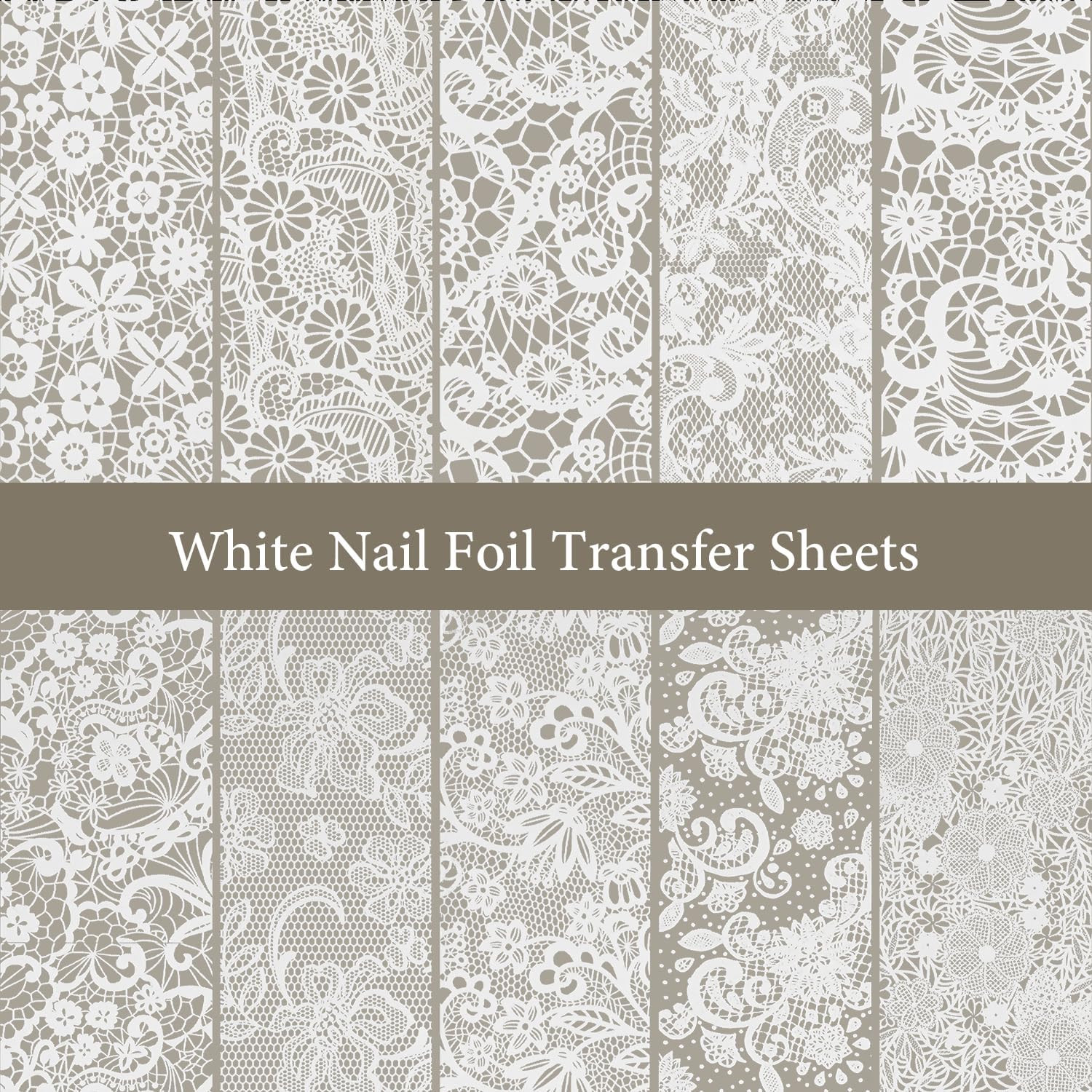 Lace Nail Foils,20 Rolls 2 Boxes Black and White Nail Art Transfer Stickers, Hol