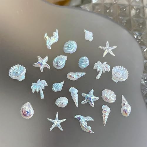 Summer Beach Nail Charms, 3D Seashell Starfish Palm Tree Nail Art Style-13