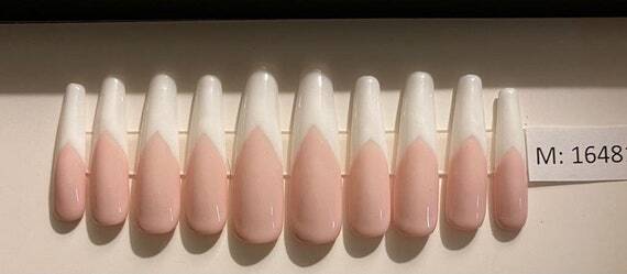 French Tip Nails + Custom Box | Extra Long Ballerina Nail | Medium or Large