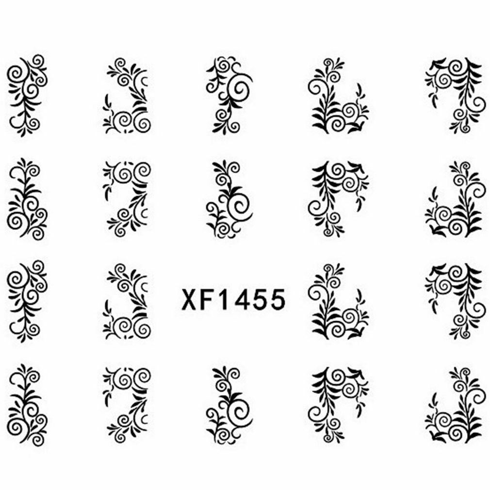 Nail Art Water Transfer Sticker Decal Stickers Pretty Flowers White Black XF1455