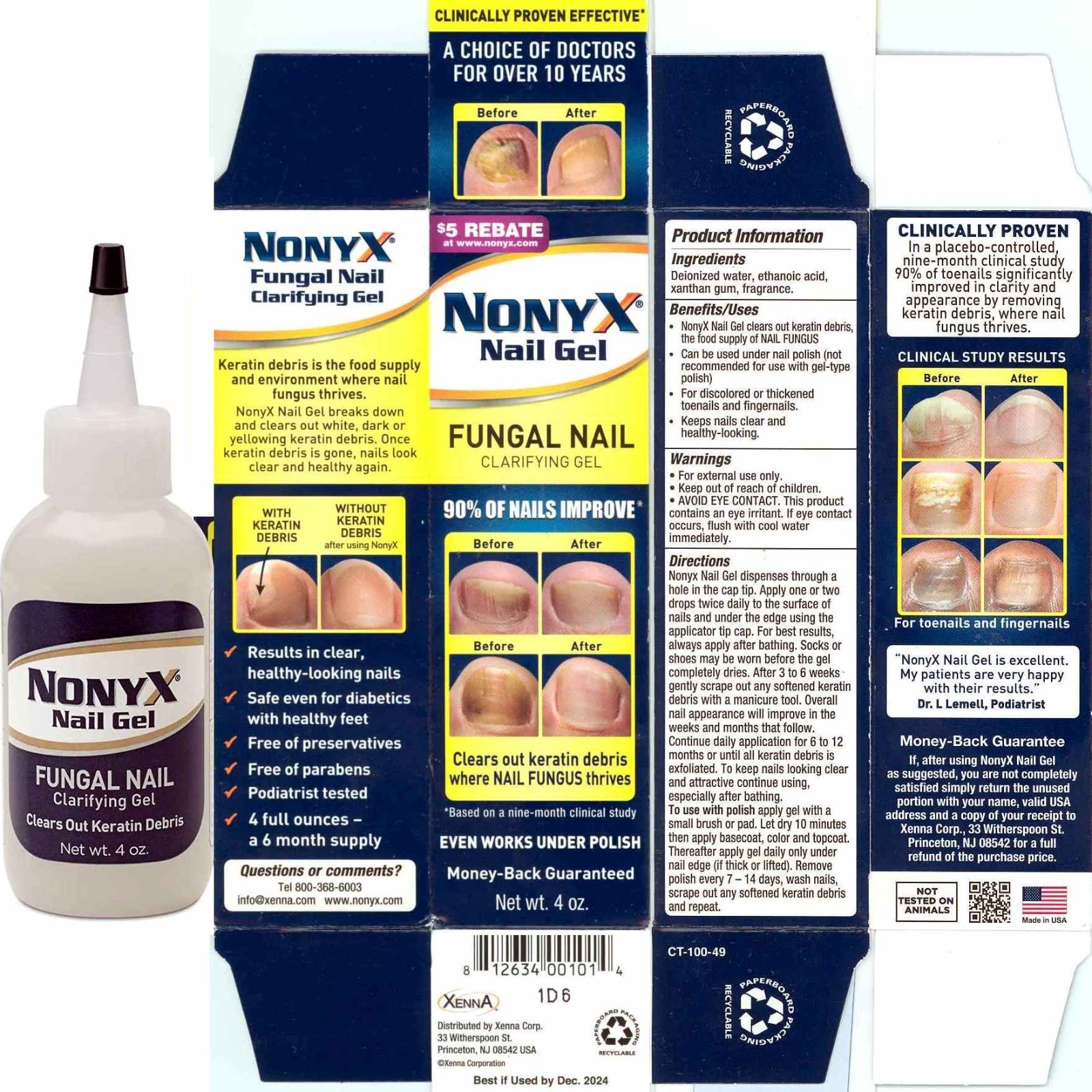 EXP 12/28 NonyX Nail Gel 4 oz Fungal Clarifying Xenna FREE ship’g ea add’l USA