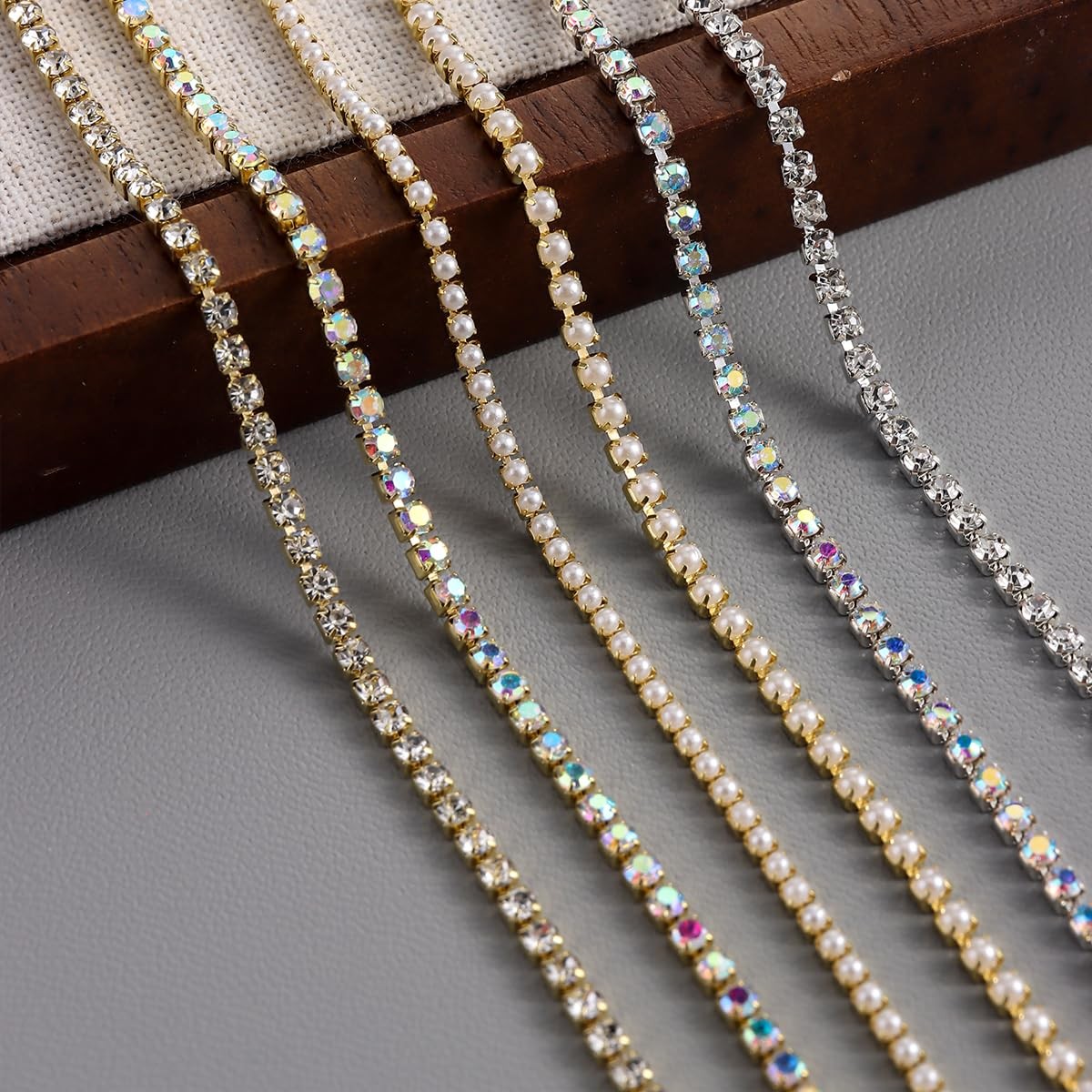 12 Strips Nail Chain Charms, Metal Bangle Nail Art Chains 3D Gold Silver Fren…