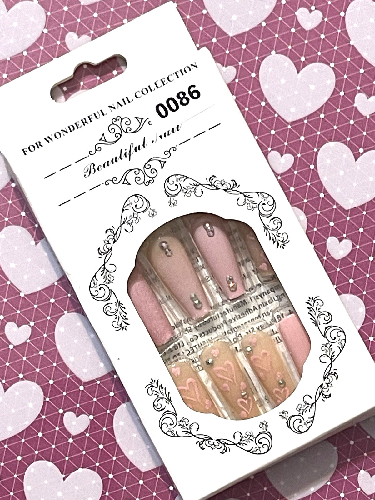 For Wonderful Nail Collection LIGHT PINK GLITTER Fake Nails No Glue Included