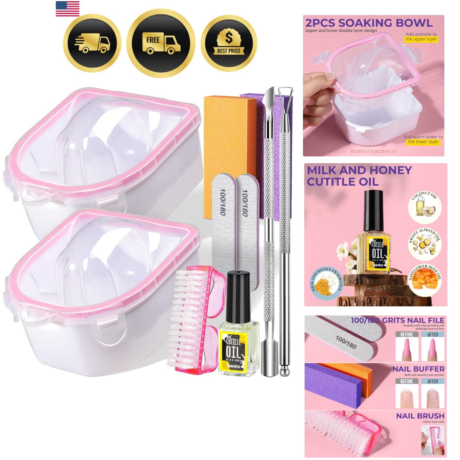 10Pcs Soak Off Bowl Nail Soaking Bowl Kit 2 Nail Soaking Bowl Acetone Proof S…