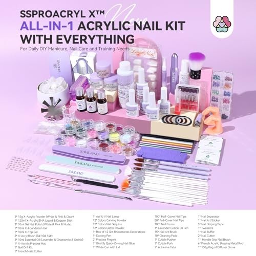 Acrylic Nail Kit for Beginners – Complete Set with Nail Art Brush, Drill & Dryer