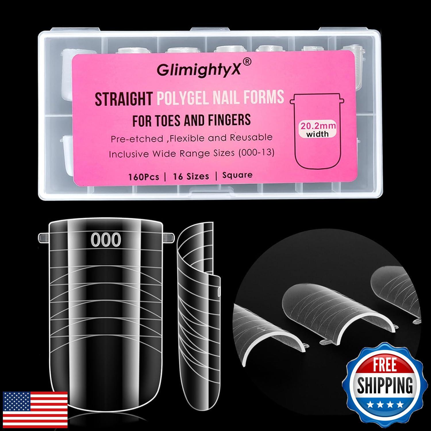 Straight Polygel Dual Nail Forms for Finger and Toes,GlimightyX Wide Larger F