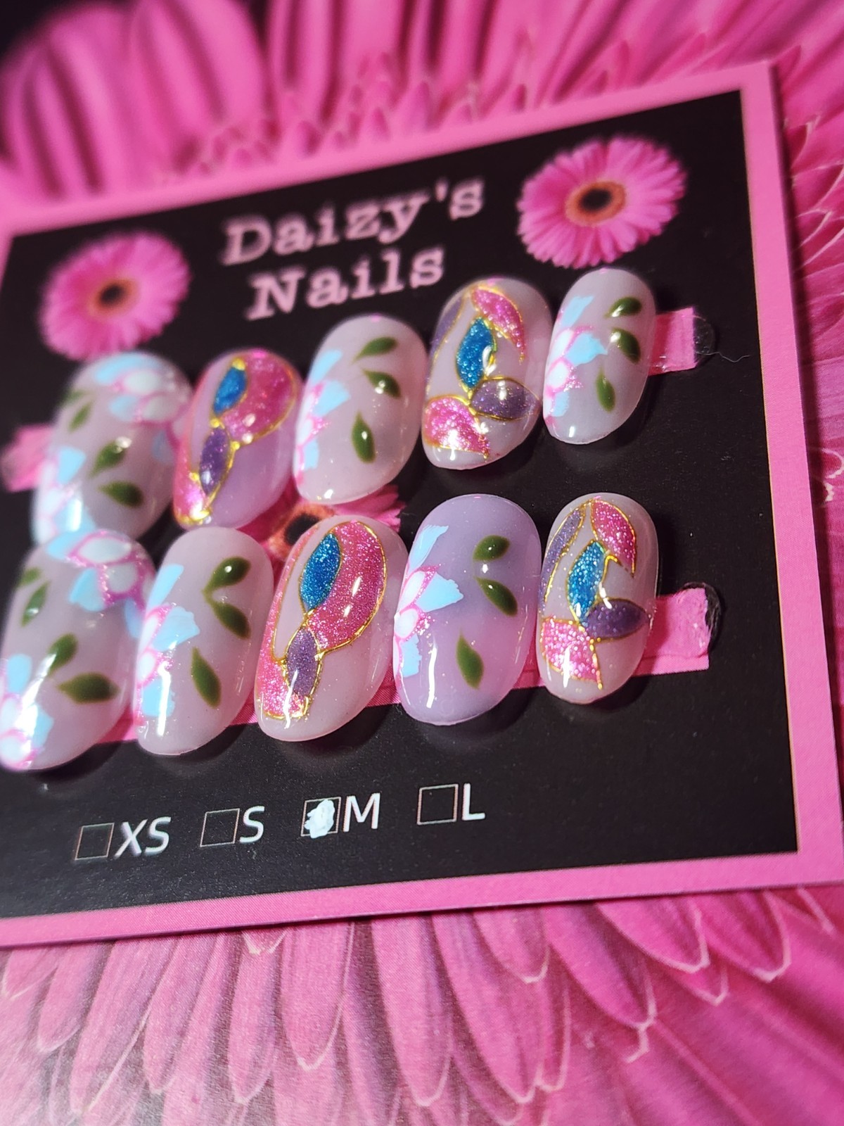 Medium Size Pink Flower Leaf Set Handmade Oval 2.0 Cm Length