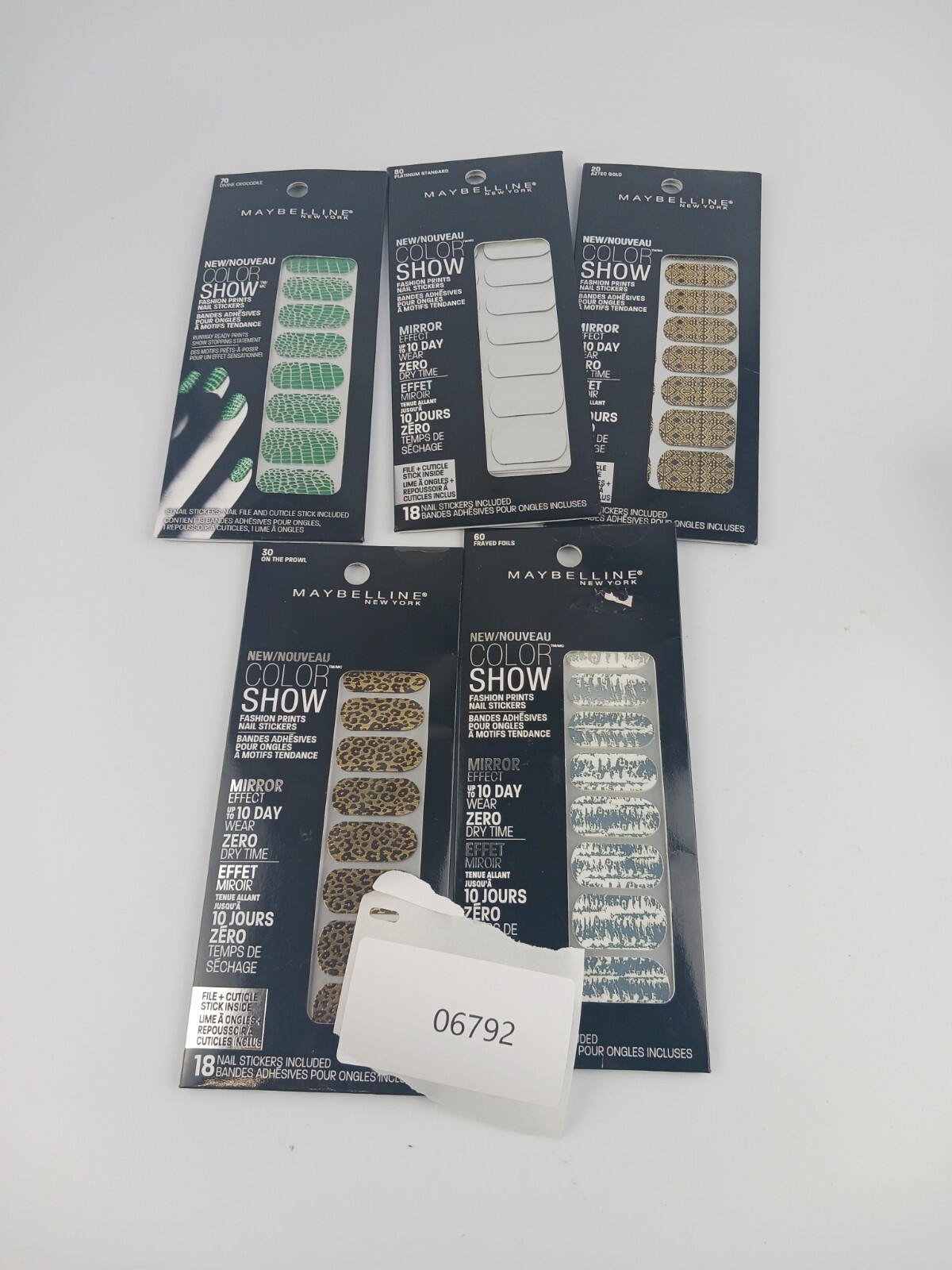 5 PACK MAYBELLINE COLOR SHOW FASHION PRINT 18 NAIL STICKERS 30,60,70,80,20