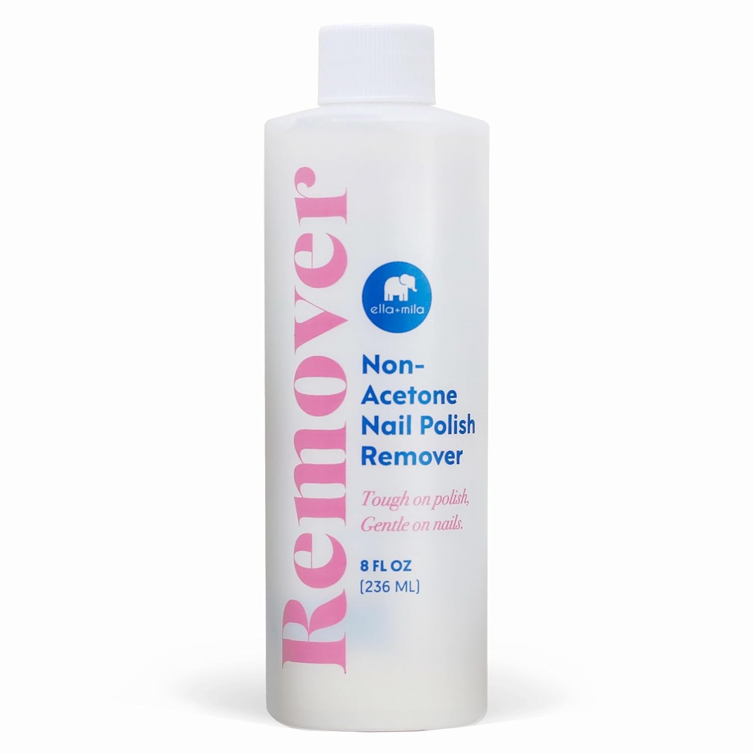ella+mila Non-Acetone Nail Polish Remover – Gentle, 8 Fl Oz (Pack of 1)