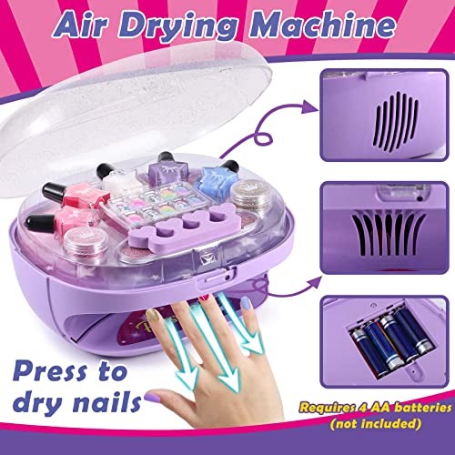 Kids Nail Polish Set for Girls, All-in-One Nail Art Kit – Dryer/ Glitter
