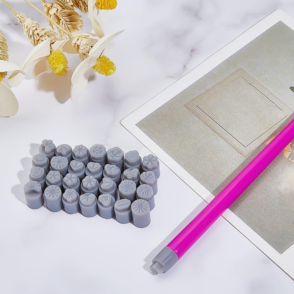 30Pcs Nail Art Stamp Pen Set – Silicone Shapes, Flower & Butterfly Designs for D